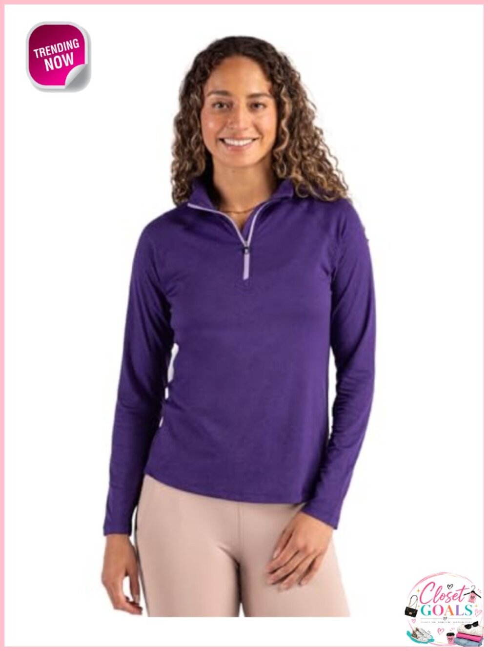 Women's Quarter Zip Pullover Sweatshirt Recycled Polyester Spandex